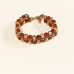Lucky Brand Cherry & Gold beaded bracelet
